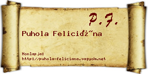 Puhola Feliciána névjegykártya